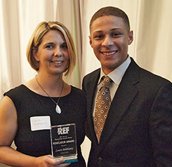 Honoree Laura Delehanty and student Triston Dunlap